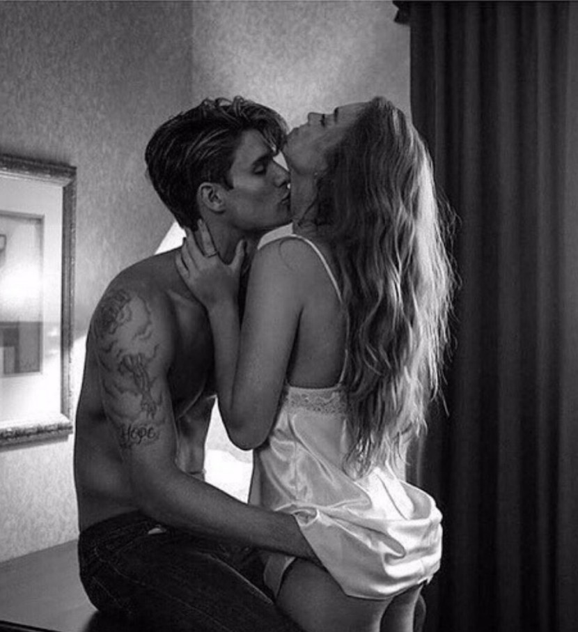 Passionate pair in bed