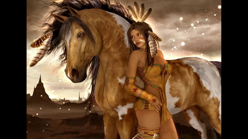 Girl Indian on a horse