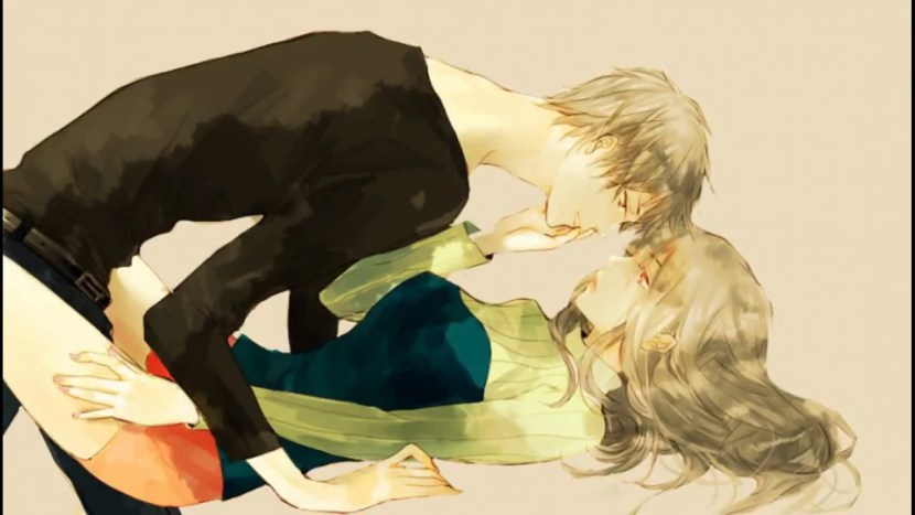 Anime guy hangs over the girl