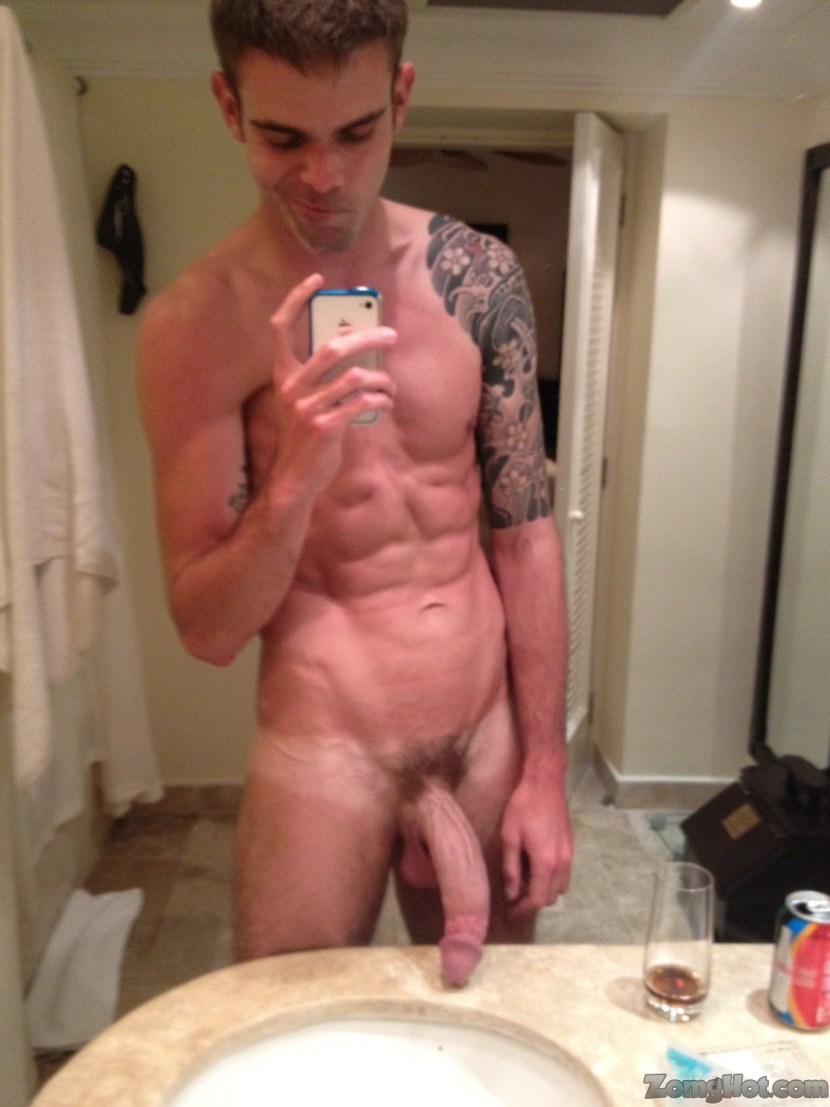 A guy's selfie with a large penis