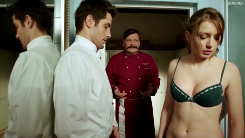 Valeria Fedorovich in a bra kitchen