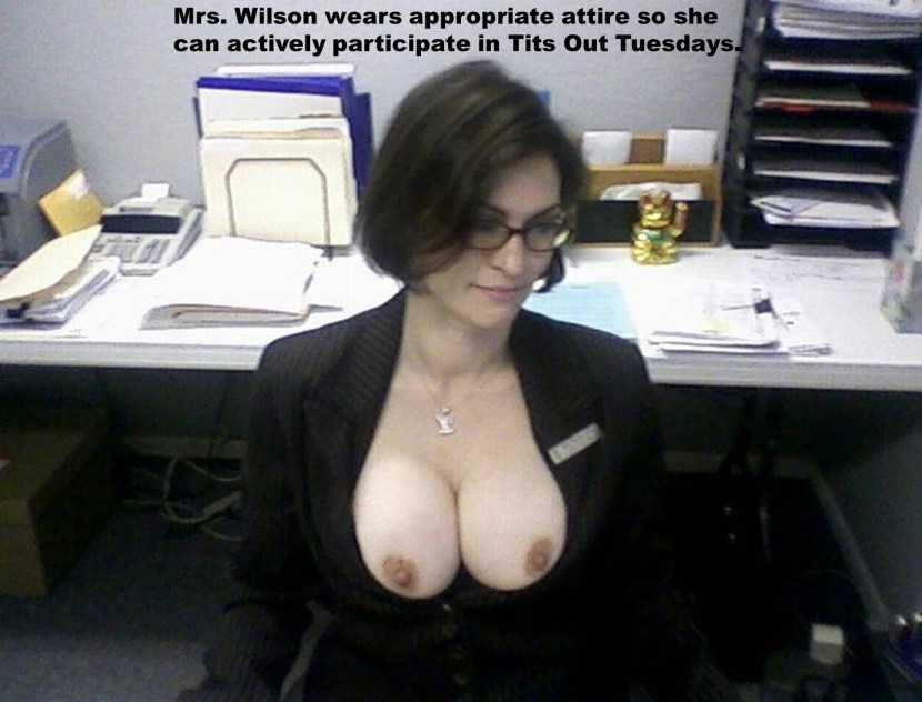 Big boobs in the office of private