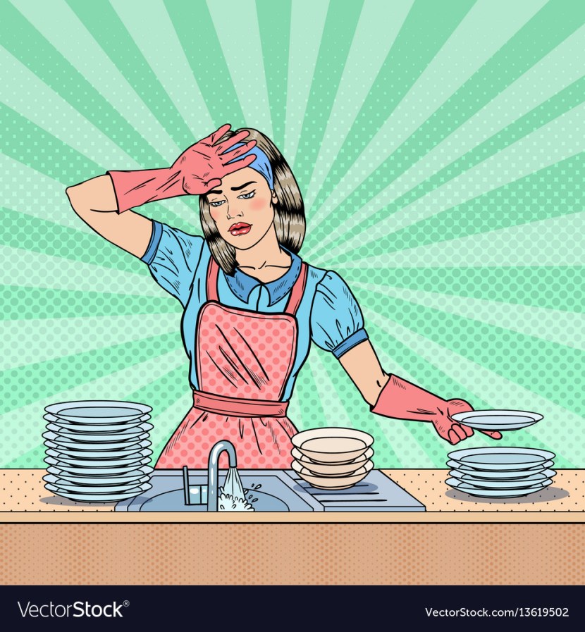 Mom washes the windows