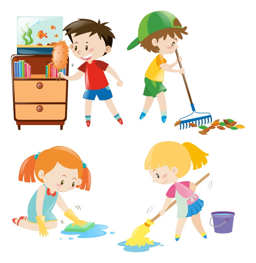 Children are cleaned with an illustration