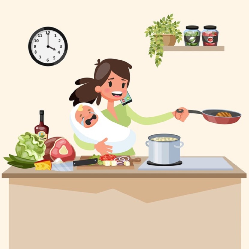 At home mother in the kitchen clipart
