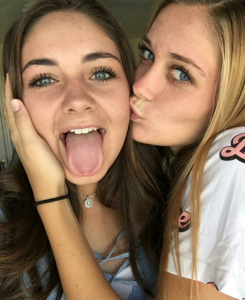 Selfies of two friends