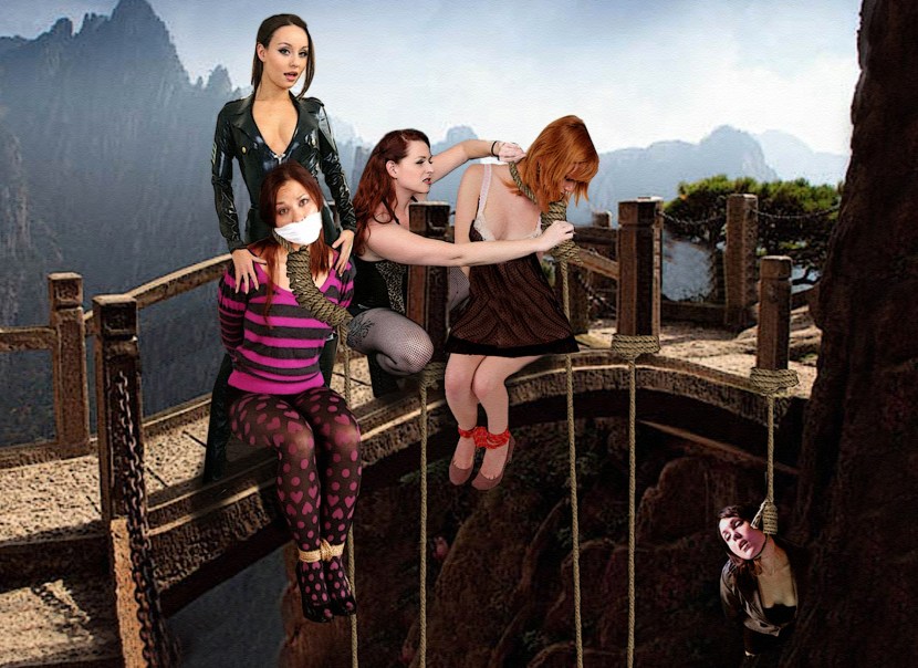 The girl strokes her neck