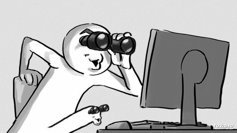 Meme with binoculars