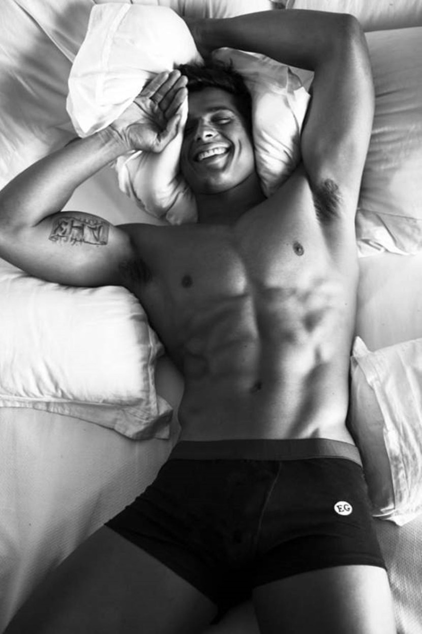 Men's photo shoot in bed