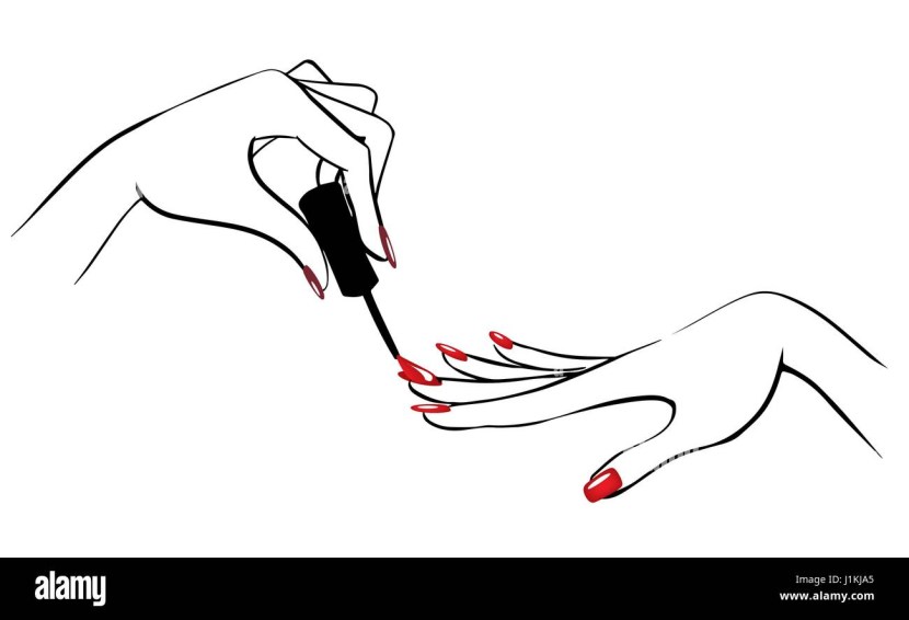 The silhouette of a female hand with a manicure