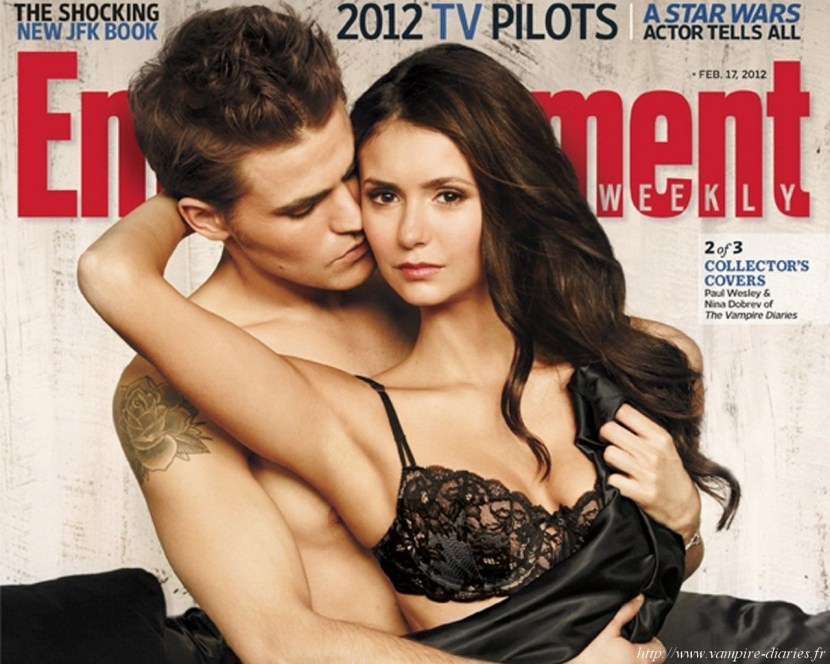 Nina Dobrev and Paul Wesley photo shoots in linen