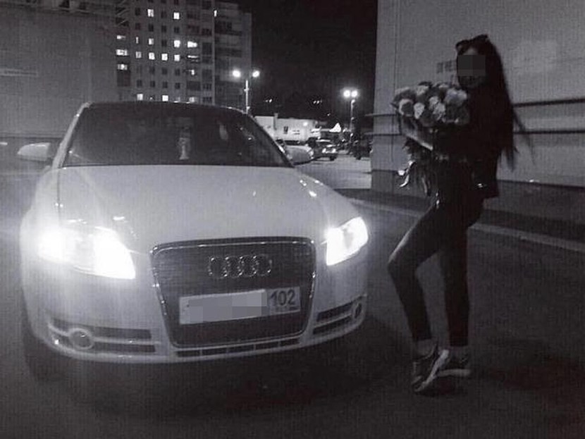 Girl driving Audi Brunette Night