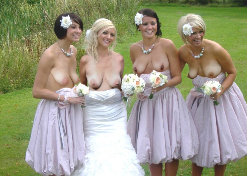 Bride with naked tits at the wedding