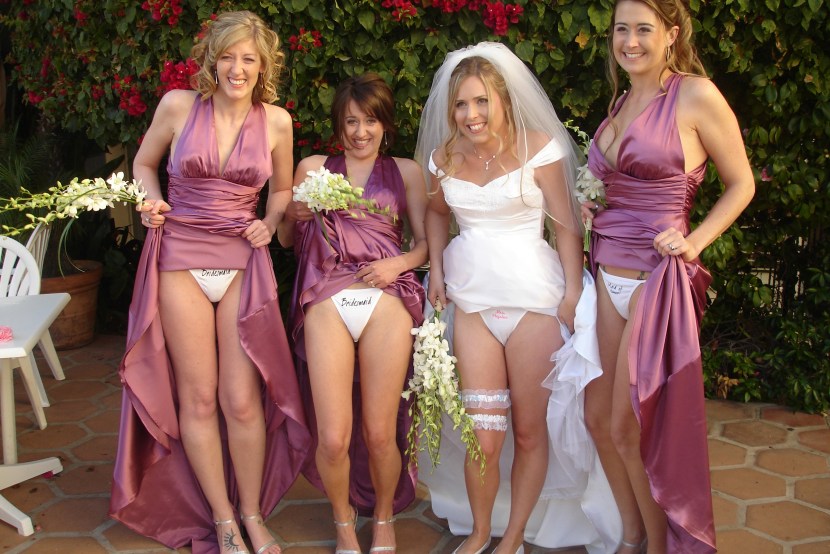 Bride's girlfriends without underwear