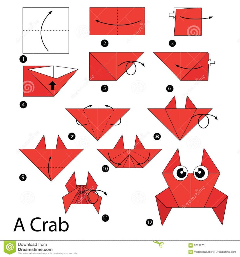Origami crab scheme for children