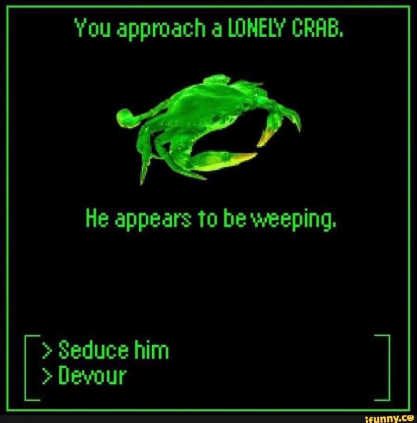 You are approaching a lonely crab