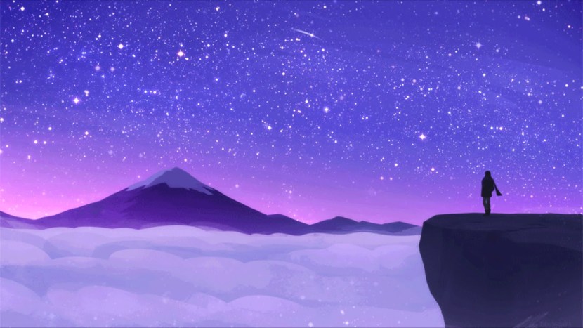 Girl and starry sky