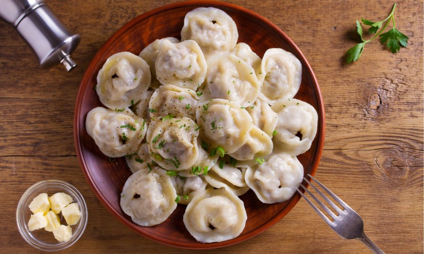 Home dumplings in a plate
