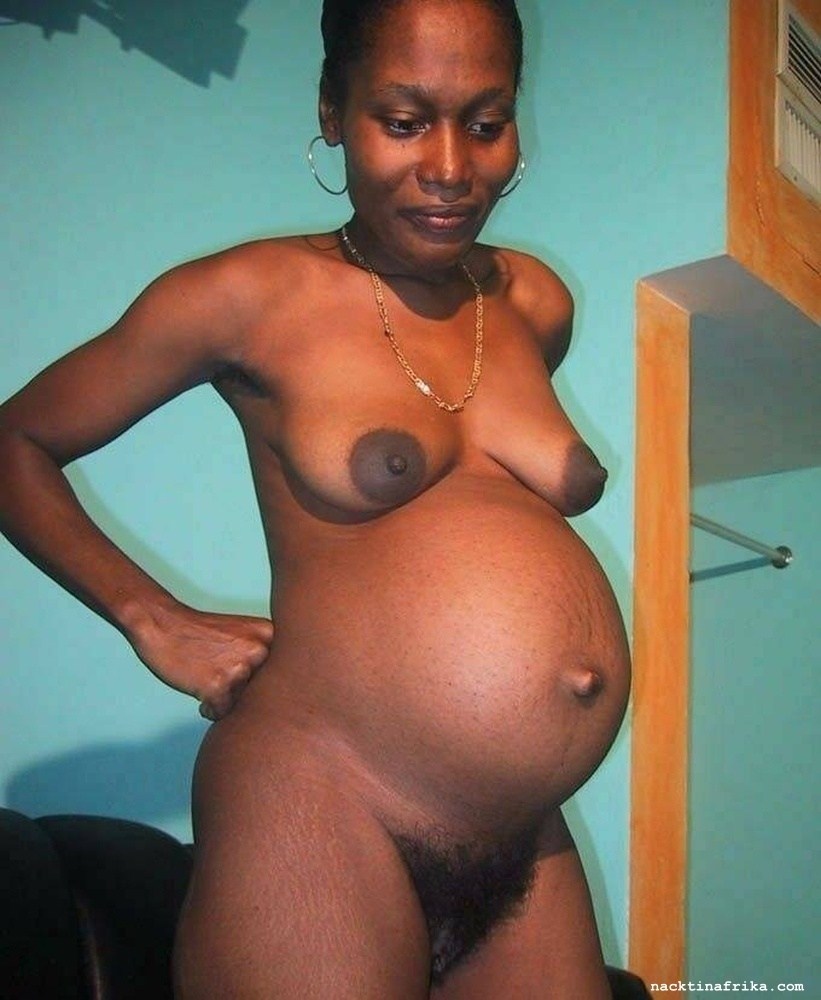 Naked pregnant black woman