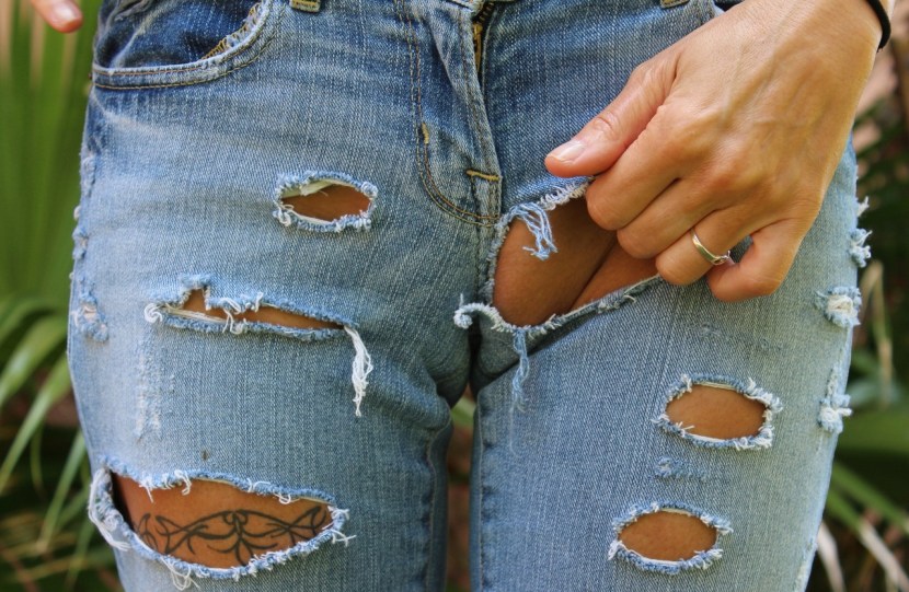 Boys in jeans at school