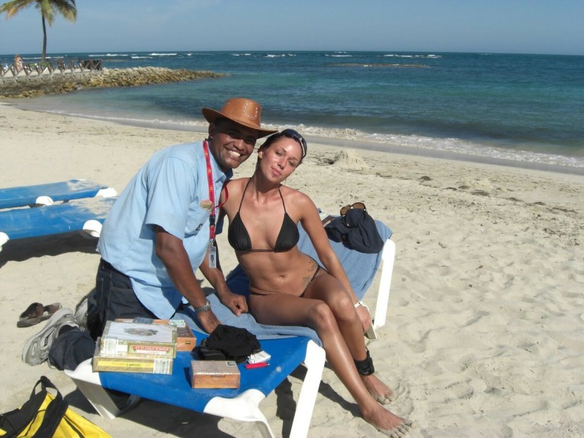 Bikini girl mature on a yacht