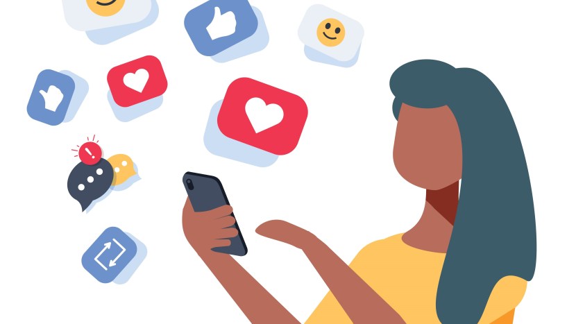 Keyboard and logos of social networks