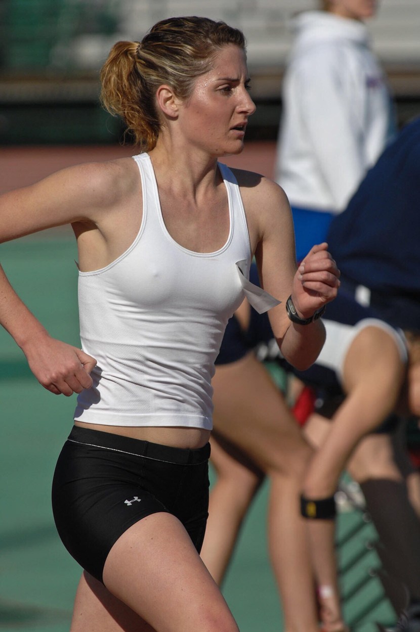 The girl lifts the boards