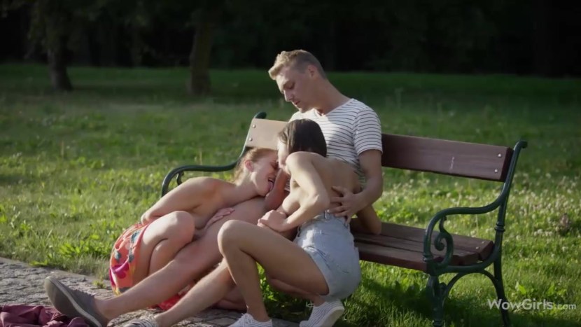 Fucking in the park on a bench