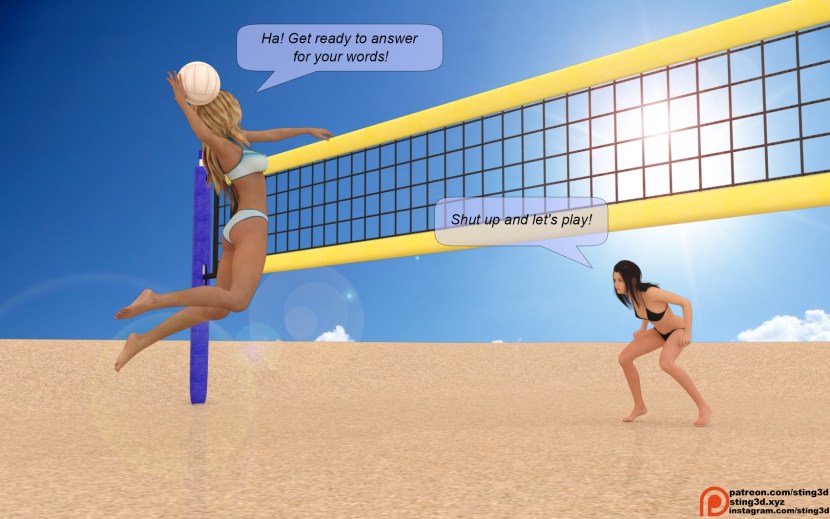 Volleyball players in skirts