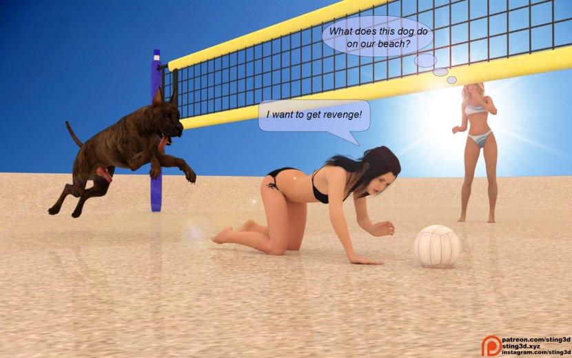 3D erotic comic book beach volleyball