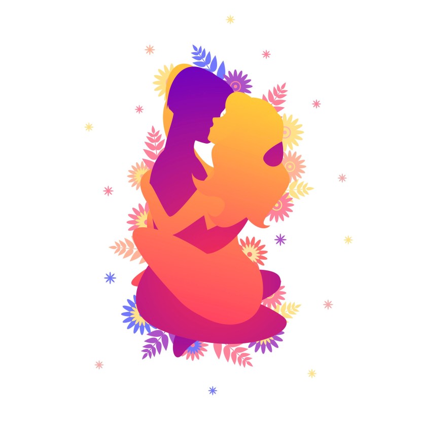 Woman in the pose of lotus drawing