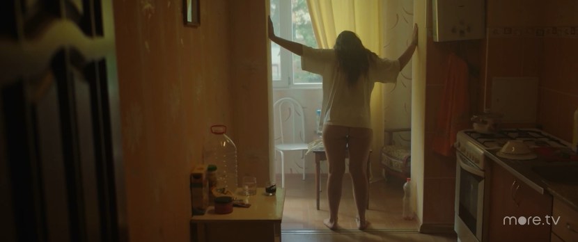 Julia Agafonova in underwear in the ship