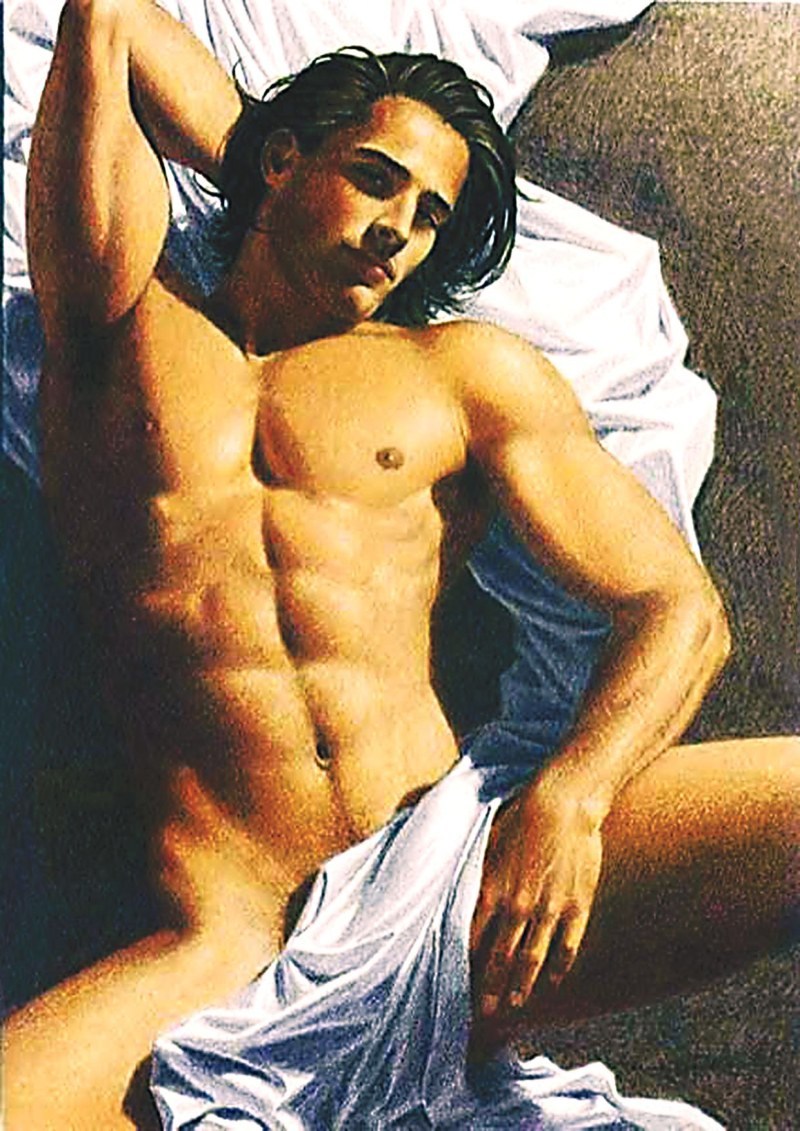 Male body in painting