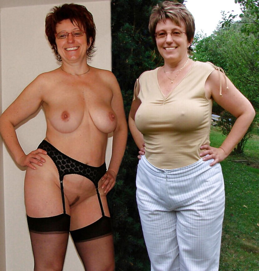 Dressed and stripped mom and grandmother