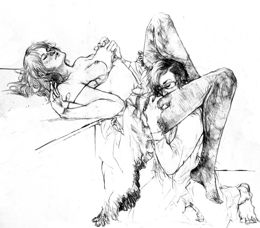 Pornographic drawings with a pencil