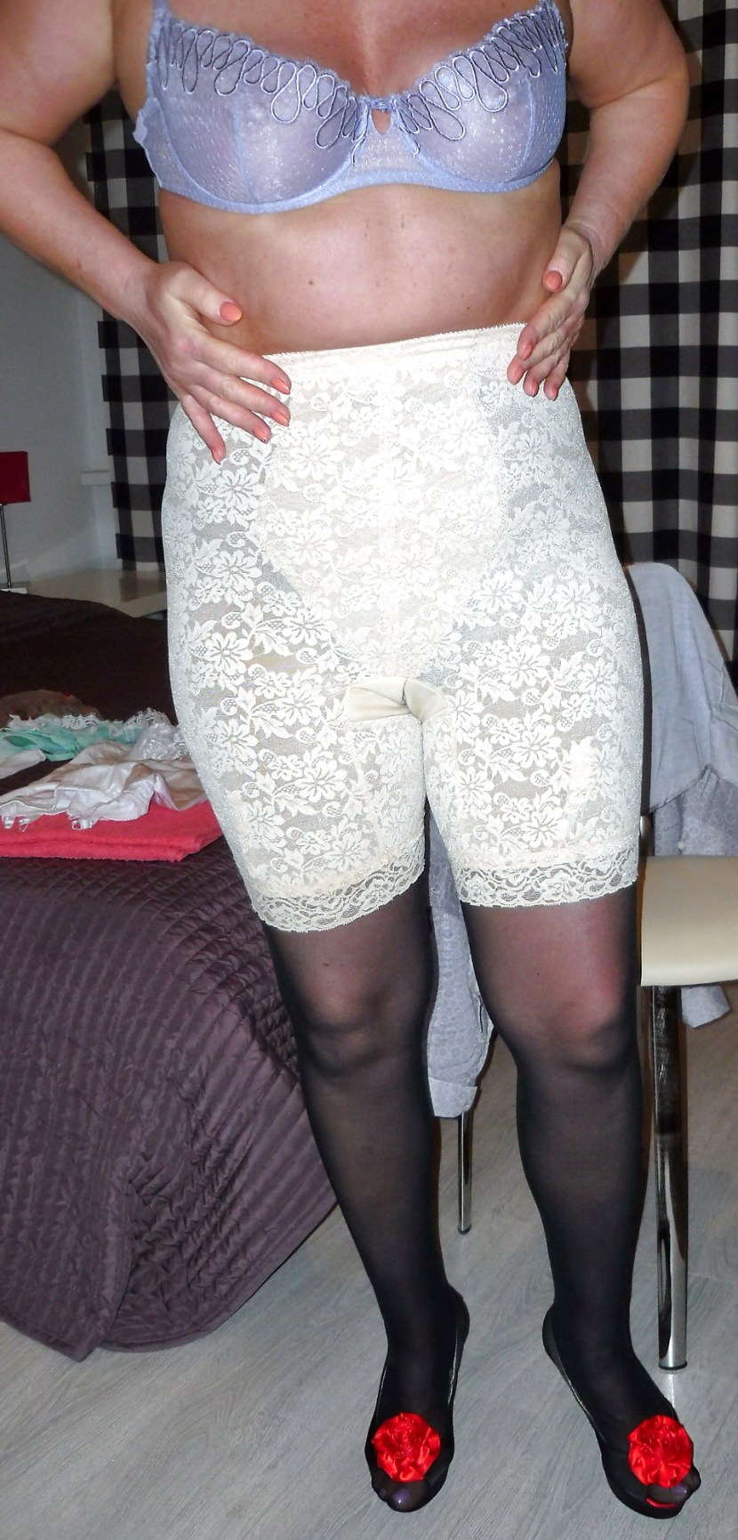 Ladies in transparent pantalons