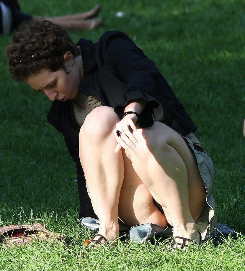 Hairy in a skirt without panties