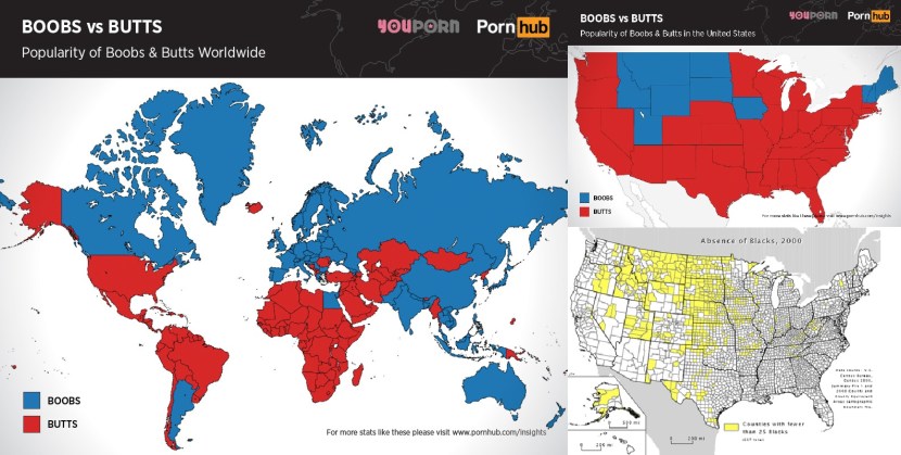 Map where the largest boobs