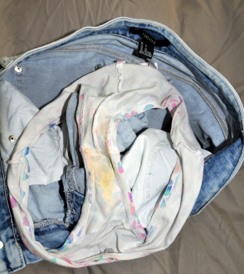 Girls without panties under a skirt