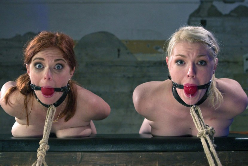 Blonde in the simultaneous BDSM Luna Star