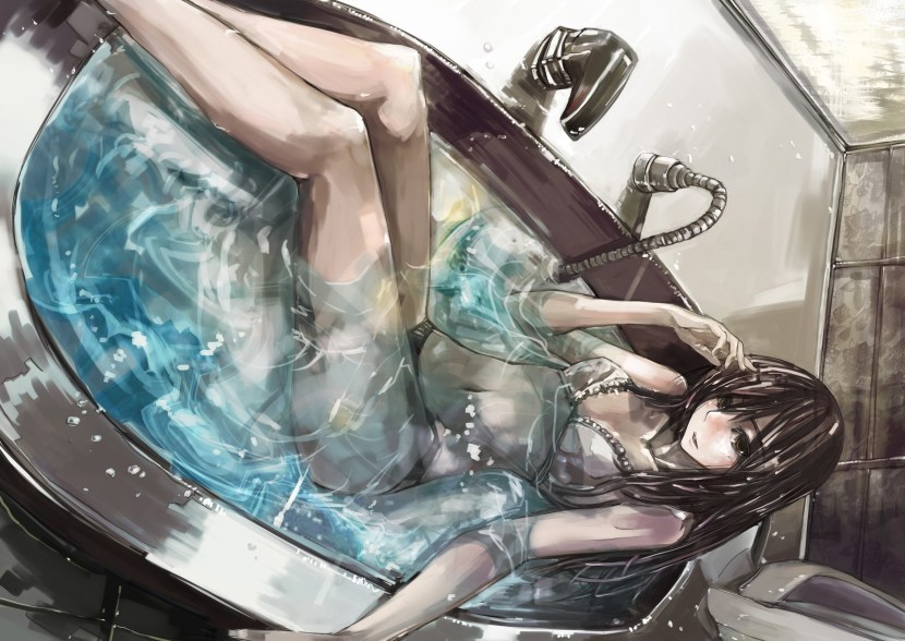 Man and girl in the shower