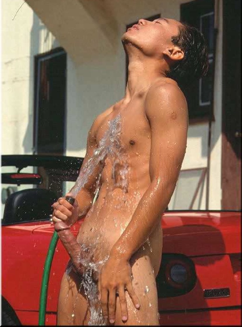 Naked hairy guys in the bathroom