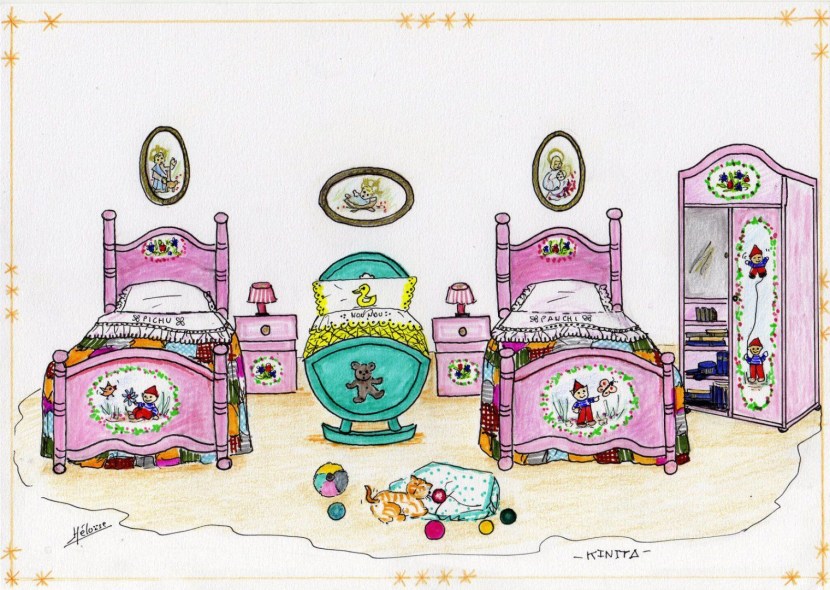 Window with curtains to a puppet house