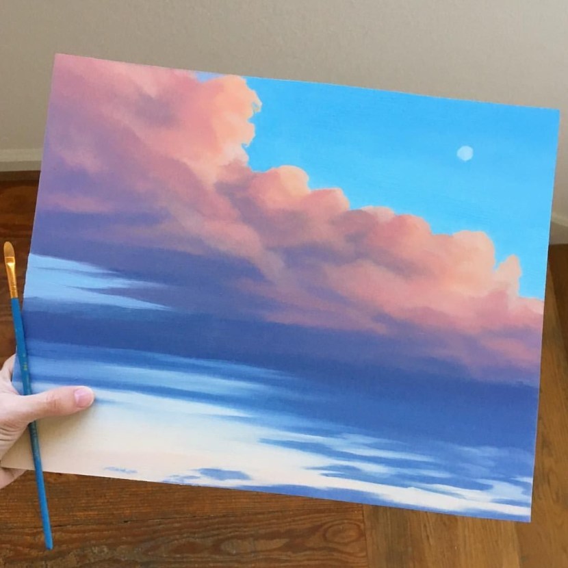 Clouds with acrylic