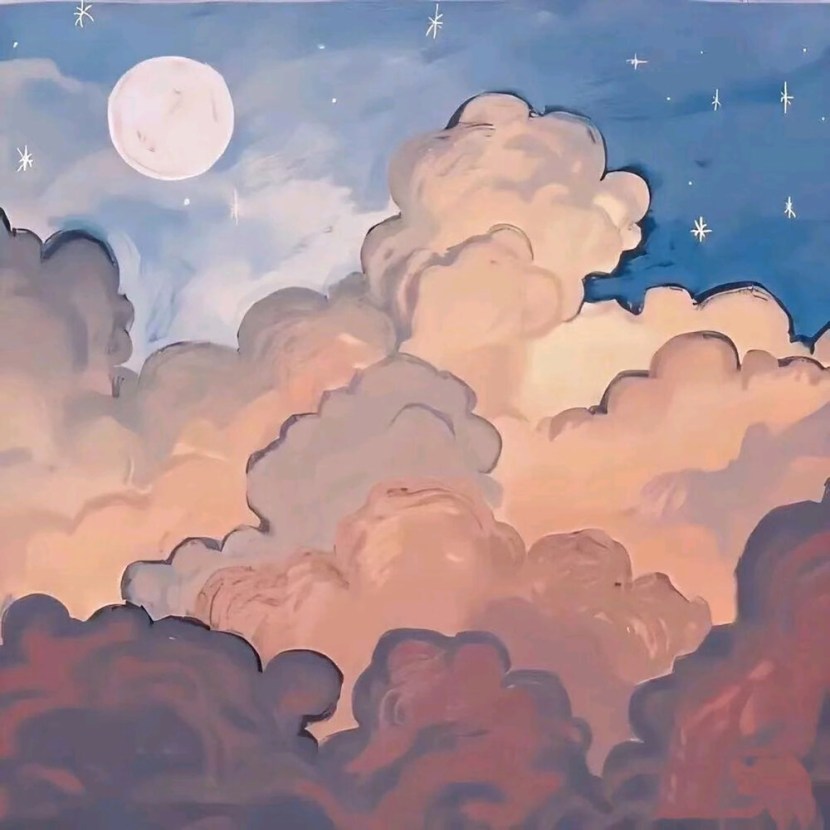 Draw clouds with gouache