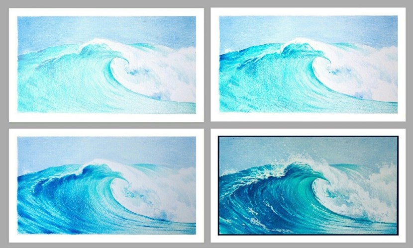 Wave with colored pencils