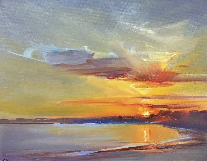Painting by mastichin Sea sunrise