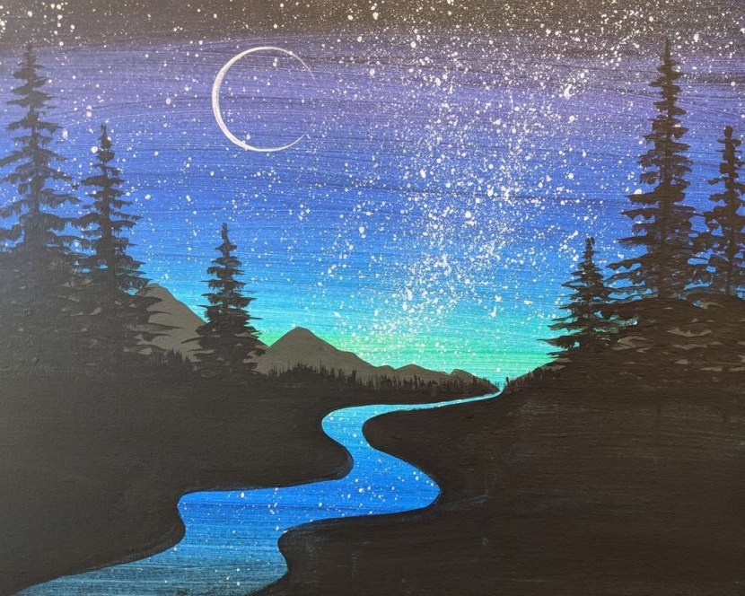 Drawing a night landscape