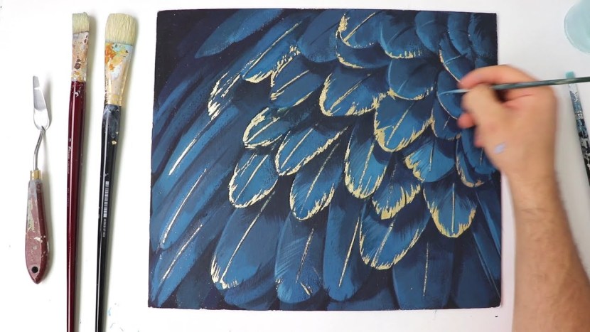 Feather with acrylic