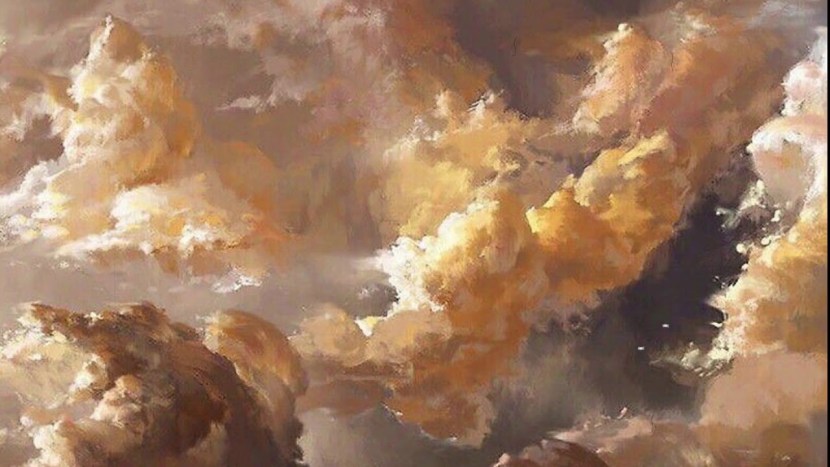 Golden clouds painting